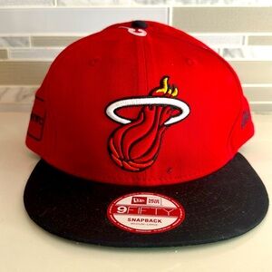 Miami Heat logo red and black baseball style SnapBack cap